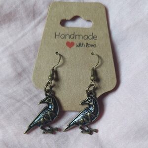 Handmade Bronze Bird Earrings